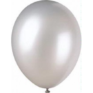 Shimmering Silver Latex Balloons x8